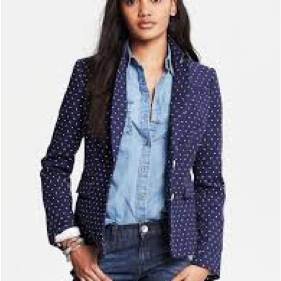 Banana Republic Blue and White Polka Dot Blazer size 8 - Picture 2 of 13